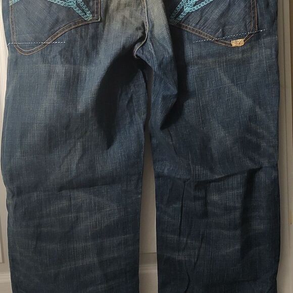 Parish button fly Health Wealth Wisdom distressed jeans  Sz 42  NWOT - Picture 9 of 14